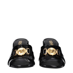 Versace Black Leather Platform Sandals