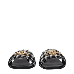 Versace Black Fabric Slippers