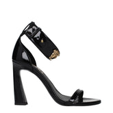 Versace Black Leather Stiletto Heel Sandals