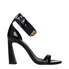 Versace Black Leather Stiletto Heel Sandals