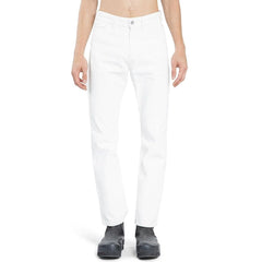 Celine White Cotton Straight-Leg Jeans