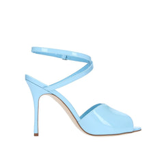 Manolo Blahnik Blue Calfskin Stiletto Heel Sandals