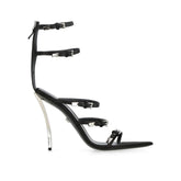 Versace Black Calfskin Stiletto Heel Sandals