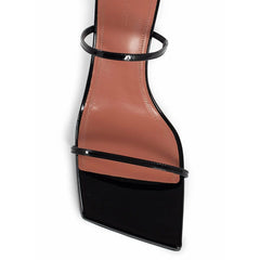 Amina Muaddi Black Calfskin Stiletto Heel Sandals