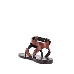 Saint Laurent Brown Calfskin Flip-Flop Sandals