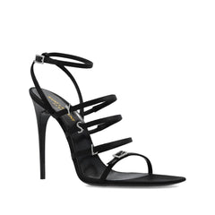 Saint Laurent Black Silk Stiletto Heel Sandals