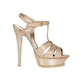 Saint Laurent Beige Calfskin Platform Sandals