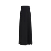Valentino Black Silk Long Skirt