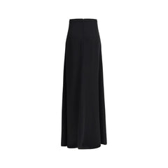 Valentino Black Silk Long Skirt
