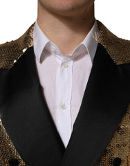 Dolce & Gabbana Gold Sequined Double Breasted Jacket Blazer