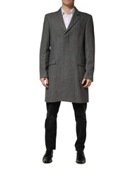 Dolce & Gabbana Gray Single Breasted Men Trench Coat Jacket
