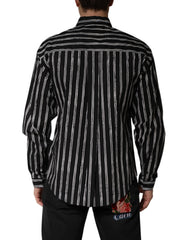 Dolce & Gabbana Black Stripes Cotton Men Formal Dress Shirt