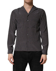 Dolce & Gabbana Black Patterned Silk Men Button Down Shirt