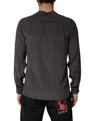 Dolce & Gabbana Black Patterned Silk Men Button Down Shirt