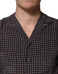 Dolce & Gabbana Black Patterned Silk Men Button Down Shirt