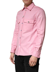 Dolce & Gabbana Pink Cotton Collared Men Button Down Shirt