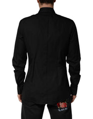 Dolce & Gabbana Black Crystal GOLD Formal Cotton Dress Shirt