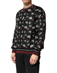 Dolce & Gabbana Black Ring Print CrewNeck Sweatshirt Sweater
