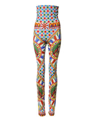Dolce & Gabbana Multicolor Carretto Leggings High Waist Pants