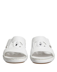 Dolce & Gabbana White DG Cutout Slides Slippers Flats Shoes
