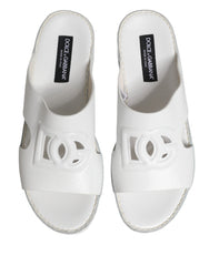 Dolce & Gabbana White DG Cutout Slides Slippers Flats Shoes