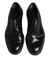 Dolce & Gabbana Black Calfskin Leather Oxford Dress Shoes