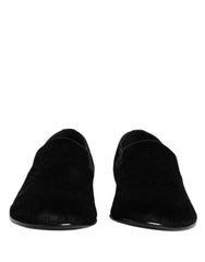Dolce & Gabbana Black Velvet Slip On Loafers Formal Men Shoes