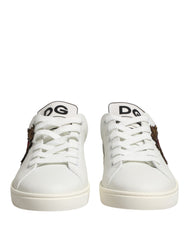 Dolce & Gabbana White Leather Sacred Heart Patch Sneakers Shoes