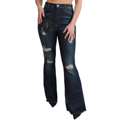Dolce & Gabbana Blue Cotton Flared Jeans