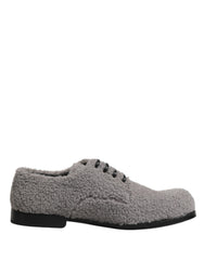 Dolce & Gabbana Gray Fleece Lace Up Men Derby Dress Shoes
