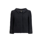 Valentino Black Fleece Wool Coat