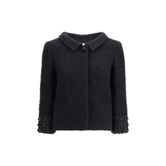 Valentino Black Fleece Wool Coat