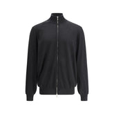 Brunello Cucinelli Black Fleece Wool Cardigan