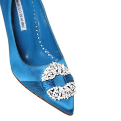 Manolo Blahnik Blue Silk High Heel Pumps