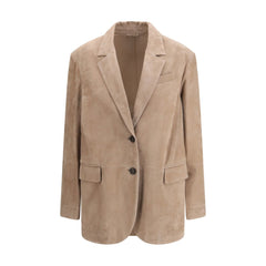 Brunello Cucinelli Beige Calf Leather Bos Taurus Coat