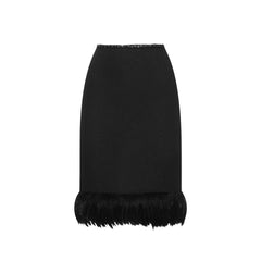 Saint Laurent Black Silk Midi Skirt
