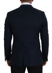 Dolce & Gabbana Blue Double Breasted Formal Coat Blazer
