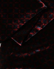 Dolce & Gabbana Black Red Rayon Geometric Pattern Fringe 140cm X 16cm Scarf