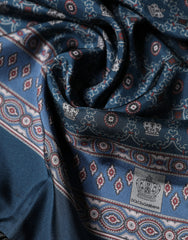 Dolce & Gabbana Blue Silk Crown Geometric Wrap Foulard 184cm X 33cm Scarf