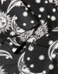 Dolce & Gabbana Black Silk Sun Moon Star Fringe Foulard 178cm X 33cm Scarf