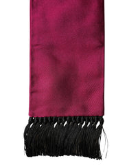 Dolce & Gabbana Burgundy Silk Fringe Neck Wrap Foulard 160.5cm x 8cm Scarf