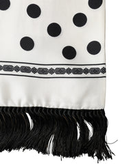 Dolce & Gabbana White Black Polka Dot Neck Wrap Foulard 165.5cmx32cm Scarf