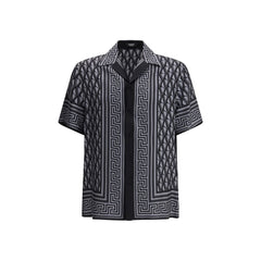 Versace Gray Silk Pattern Shirt