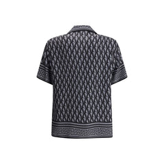 Versace Gray Silk Pattern Shirt