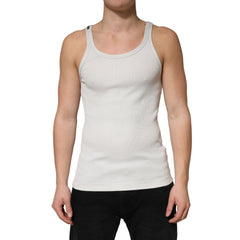 Dolce & Gabbana Gray Cotton Ribbed Sleeveless Tank Top T-shirt