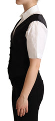 Dolce & Gabbana Solid Black Silk Sleeveless Waistcoat Vest Top