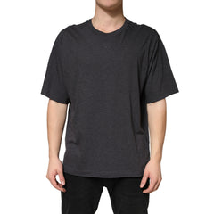 Dolce & Gabbana Dark Grey Cotton Crewneck Short Sleeve