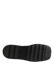 Dolce & Gabbana Black Leather Logo Plaque Ankle Boots Shoes