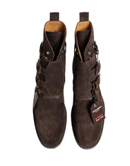 Dolce & Gabbana Brown Suede Leather Buckle Ankle Boots Shoes