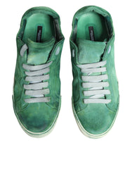 Dolce & Gabbana Green Suade DG Logo Sole Low Top Sneakers Shoes